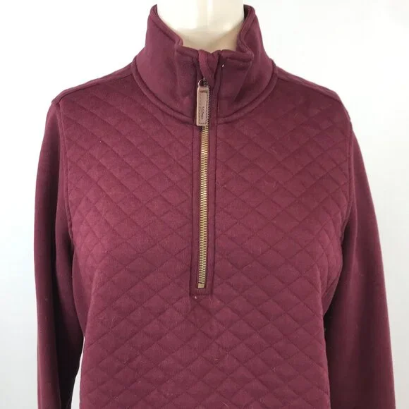 L.L. BEAN - MEN'S MEDIUM - MAROON LONG SLEEVE 1/4 ZIP QUILTED SWEATSHIRT - Picture 2 of 7